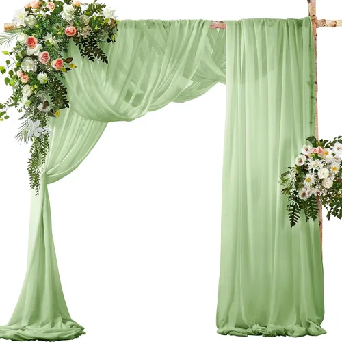 Vista 15 de SiinvdaBZX 2 Paneles Tela Drapeada de Arco de Boda 30" x 240" de Poliéster de Gasa Negra para Múltiples Ocasiones