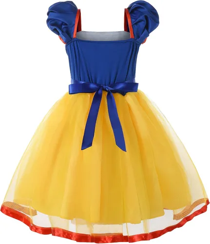 Vista 2 de Disfraz de princesa para niñas pequeñas, cintura elástica, disfraz de Halloween, vestido elegante de cumpleaños con accesorios