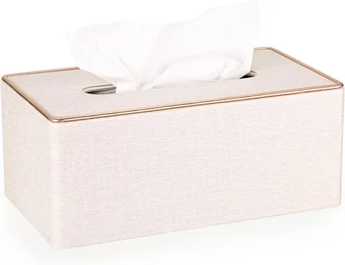 Vista 9 de Sumnacon Cubierta de Caja de Paños Rectangualr Soporte de Caja de Paños Caja de Paños de Lino con Fondo Magnético Caja de Paños Decorativa Beige