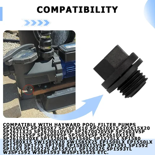 Vista 6 de SPX1700FG Tapones de drenaje para bomba de piscina, 1/4 de pulgada