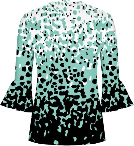 Vista 3 de Ceboyel Blusa tipo túnica con estampado floral para mujer, con botones, estilo Henley, con manga de codo, casual, trajes de moda para mujer