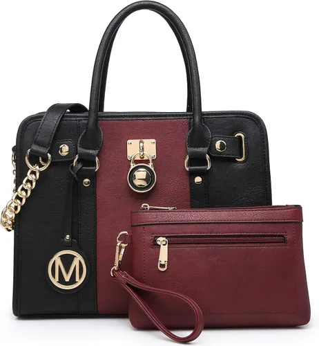 Vista 8 de MKP - Bolso de mano para mujer, dos tonos, con asa superior, juego de 2 unidades, con cartera de muñeca a juego Two tone, Top Handle, Set 2pcs