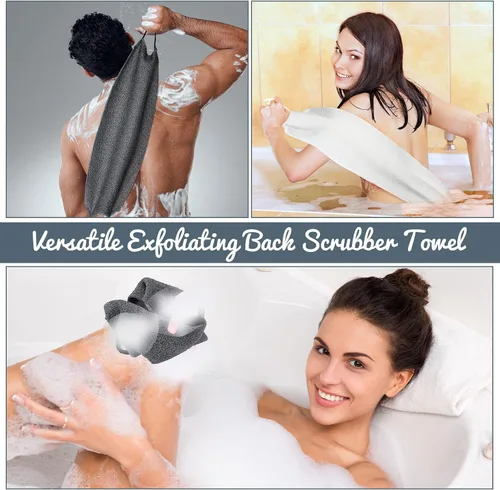 Vista 7 de Exfoliante de espalda para ducha, paño para la espalda, toalla de longitud extendida, de nailon, con correa elástica, paño de lavado para baño