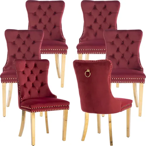 Vista 57 de Juego de 2 Sillas de Comedor Modernas de Mediados de Siglo, Tapizadas en Terciopelo Beige con Respaldo Acolchado, Sillas de Cocina y Comedor, Patas