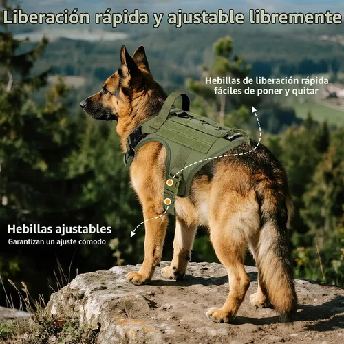 Vista 4 de VavoPaw Arnés táctico resistente para perros pequeños, arnés ajustable sin tirones para mascotas, arnés reflectante de servicio de entrenamiento