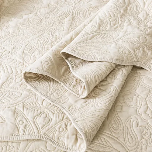 Vista 7 de HoneiLife - Juego de colcha de tamaño Queen, juego de ropa de cama bordada de microfibra de 3 piezas, colcha reversible, ligera, patrón de estampado