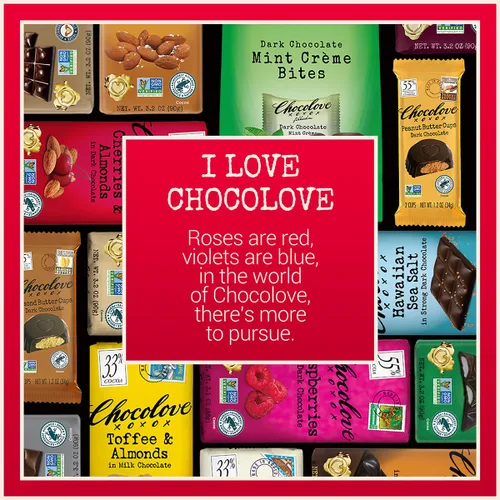 Vista 7 de Chocolove Barras de chocolate oscuro Cherry & Almonds 55% cacao Infundido con cerezas reales y almendras crujientes Fabricado con chocolate