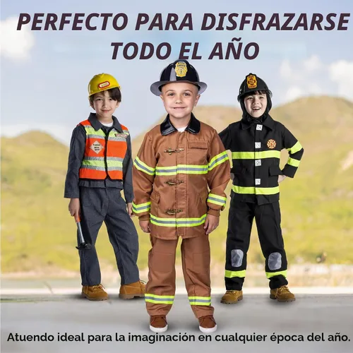 Vista 8 de Dress Up America Disfraz de bombero para niños, disfraz de bombero de juego de rol