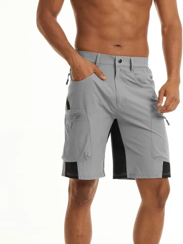 Vista 3 de MAGCOMSEN Pantalones cortos de senderismo para hombre 5 bolsillos antidesgarros secado rápido pantalones cortos deportivos de verano