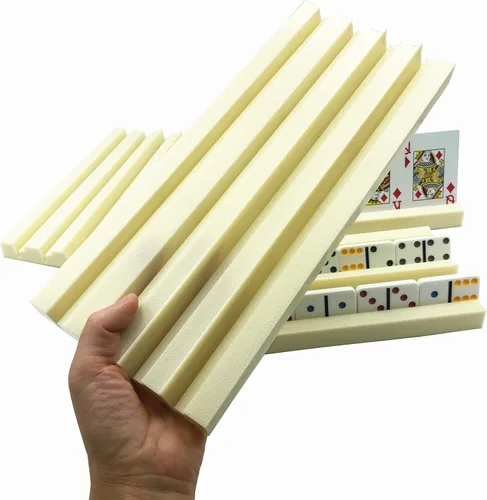 Vista 5 de Yuanhe Paquete de 4 soportes de plástico para dominó, bandejas de dominó, organizador para juegos de mesa clásicos, azulejos, juegos familiares