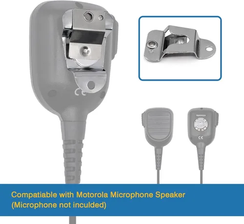 Vista 4 de HLN9073 Clip para colgar micrófono compatible con CB Motorola Walkie Talkie con tornillo, paquete de 2