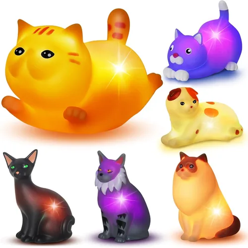 Vista 8 de Juguetes de baño para niños pequeños de 1 a 3: 6 piezas de juguetes de baño de animales de granja iluminados, juguetes de baño para bebés, juguete