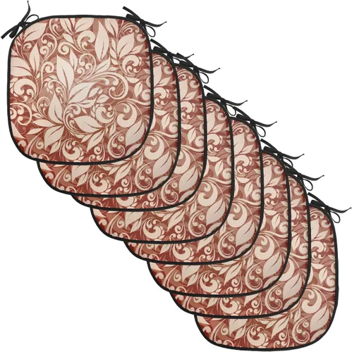 Vista 113 de Lunarable Floral Chair Cushion Pad, Flower Petal with Oriental Detail Culture Design, Seat Padding for Kitchen & Patio with Anti-Slip Backing