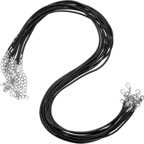 Vista 128 de MECCANIXITY 10 cordones de collar encerado de 18 pulgadas, cadena de collar a granel con cierre de 0.059 in de cuerda de cuero encerado para hacer