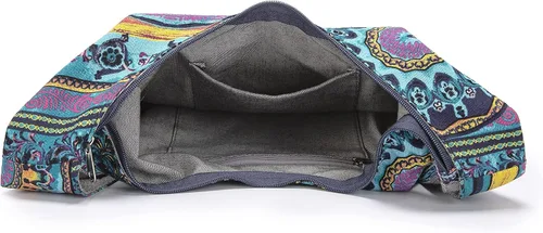 Vista 196 de Bolsa de hombro para mujer, de lona en estilo hippie/bohemio para llevar cruzada al hombro, disponible en diferentes colores y estampados