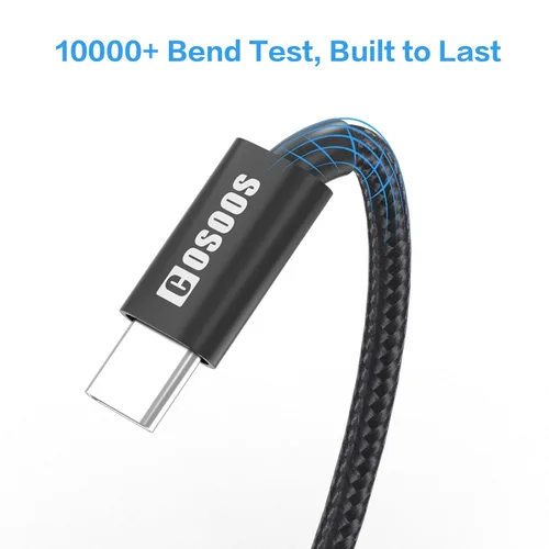 Vista 6 de COSOOS 2 cables cortos USB-C a iPhone (10 pulgadas/10.2 in) de nailon trenzado, cable de sincronización de carga rápida, cable de alimentación