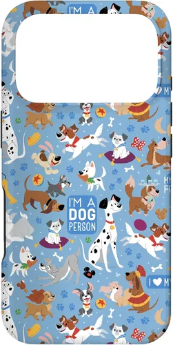 Vista 30 de Disney Funda azul para iPhone 17 con texto en inglés "Dogs I'm a Dogperson