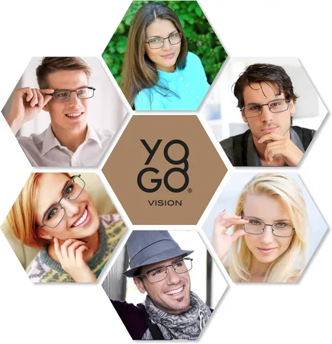 Vista 3 de Yogo Vision Bifocal Reading Glasses 2 Pack Metal Full Rim Readers Rectangle Glasses for Reading Men and Women