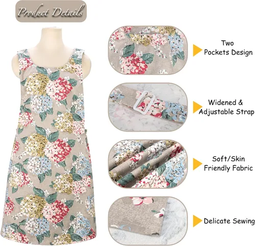 Vista 3 de Neoviva Delantales de Cocina para Mujer con Bolsillos, Delantales de Cocina para Mujer, Delantal Vintage para Hornear y Jardinería, Regalos