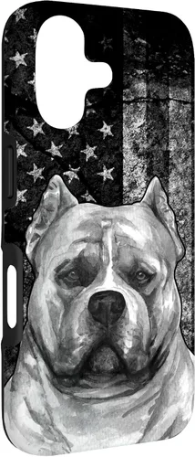 Vista 3 de Patriotic American Bully Dog on Grunge American Flag Dog Case for iPhone 17