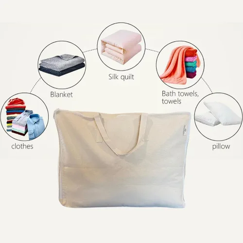 Vista 6 de Bolsa de Almacenamiento con Asas para Ropa de Cama, Edredones, Mantas, Sábanas - Organizador de Armario Grueso, Suave y Transpirable para Debajo
