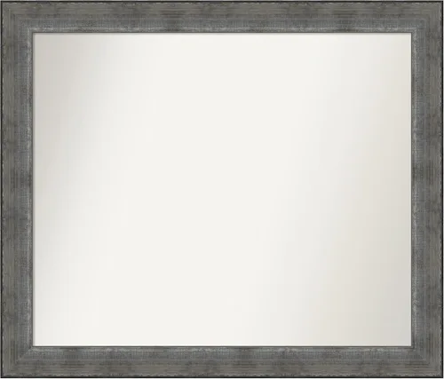Vista 447 de Amanti Art Espejo de baño plateado para sobre el fregadero, 24 x 24 pulgadas, espejo cuadrado de peltre forjado a medida, marco de madera casual