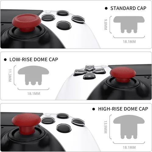 Vista 3 de eXtremeRate Carmine Red - Palancas intercambiables de repuesto para controlador de borde PS5, tapas de joystick analógico intercambiables