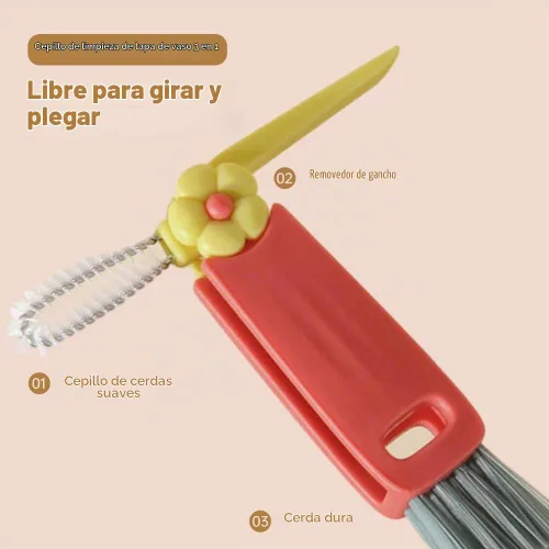 Vista 4 de Juego de cepillos de limpieza de espacio de tapa de taza 3 en 1, nuevo cepillo multifuncional de limpieza de grietas 3 en 1 2026 para espacio de 3