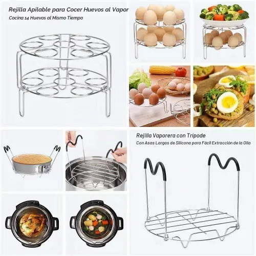 Vista 6 de Instant Pot - Juego de accesorios para olla a presión de 6 cuartos de galón y 8 cuartos de galón, 2 cestas de vapor, molde desmontable, molde