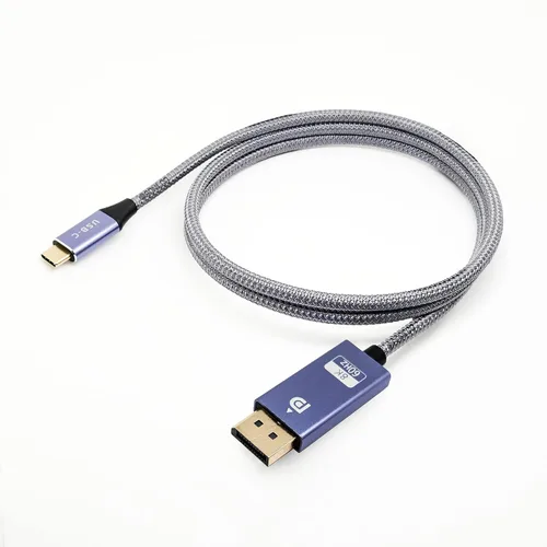 Vista 2 de Sonilco Cable USB C a DisplayPort de alta definición 1.4 8K Cable 60Hz UHD 4K para transmisión de video y juegos, cable gris compatible con MacBook