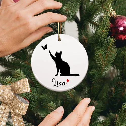 Vista 3 de Adorno Conmemorativo Personalizado para Gatos - Regalos de Condolencia para la Pérdida de Gatos, Regalos Conmemorativos para Gatos, Adornos