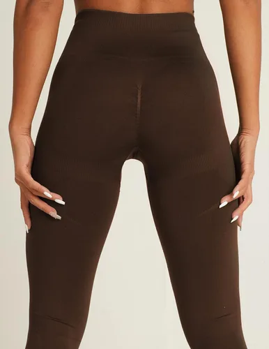 Vista 3 de FRESOUGHT Leggings de entrenamiento con levantamiento de glúteos para mujer sin costuras cintura alta contorno de sonrisa pantalones de yoga