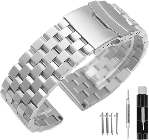 Vista 14 de Correas de reloj de metal cepillado para hombres y mujeres, correa de reloj de acero inoxidable sólido 18/20/22/24/26mm, correa de reloj de pulsera
