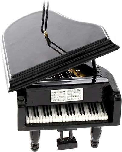 Vista 2 de Adorno para Navidad de instrumento musical Instrumento de madera pintado a mano con teclado y tapa de cierre, regalo de Navidad para pianista