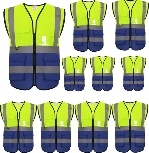 Vista 11 de Zojo Chaleco de seguridad reflectante de alta visibilidad con múltiples Azul