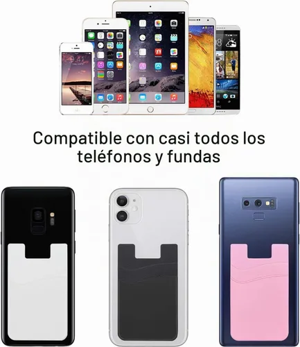 Vista 7 de SS Billetera negra para teléfono, tarjetero adhesivo para iPhone, Samsung Galaxy y cualquier teléfono inteligente, paquete de 3 Negro Negro Negro