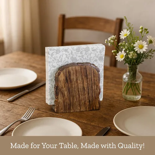 Vista 2 de Mie Creations Servilletero de madera de granja para mesa, Acción de Gracias, decoración de vacaciones de Navidad Madera antigua pesada, rústica