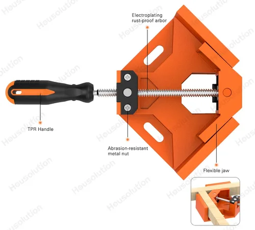 Vista 8 de Housolution Abrazadera de ángulo recto, [2 paquetes] Abrazadera de esquina de aleación de aluminio de 90 ° de un solo mango, herramienta