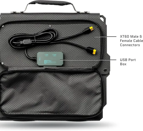 Vista 3 de Spectre - Panel solar plegable de 56 W Salida USB-C y USB-C para carga Ultraduradero, IPX7 impermeable, diseño encadenable, potencia solar fuera