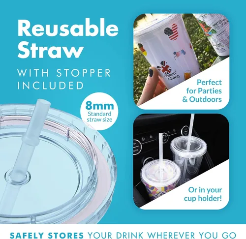 Vista 7 de Vaso portátil de doble capa Eco To Go,16 oz. de capacidad, transparente (All Clear - Removable Insert)