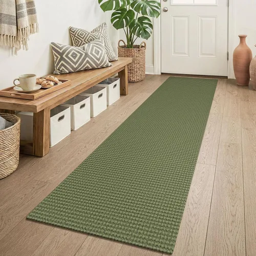 Vista 138 de KOZYFLY - Tapete para puerta de interior, lavable, pequeña, antideslizante, con respaldo de goma, felpudo de algodón para el hogar, color negro