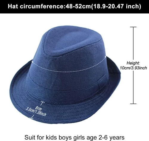 Vista 15 de ECYC Sombreros de jazz para niños, gorras de lino de color sólido para niños
