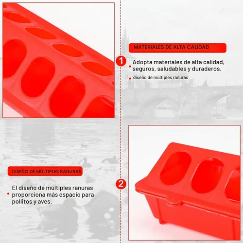 Vista 4 de Comedero de codornices de plástico con tapa abatible, rojo, verde