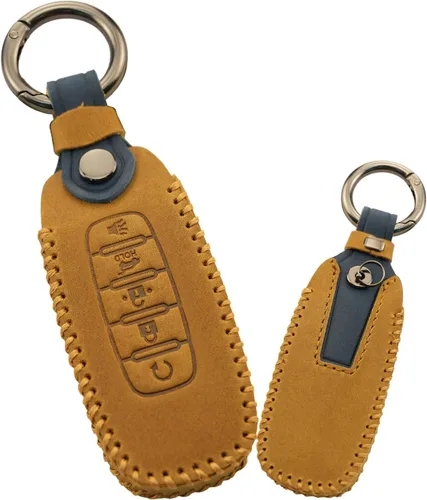 Vista 9 de ontto Leather Key Fob Cover Car Key Holder Case Fit for Nissan Ariya Pathfinder Kicks X-Trail Rogue 8 Gen New Teana 2023 2024