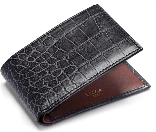 Vista 7 de Bosca Vinatge Croco - Cartera pequeña plegable CrocoMarrón Oscuro Vinatge Croco - Cartera plegable pequeña