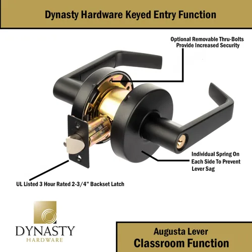 Vista 6 de Dynasty Hardware Cerradura de puerta de aula con llave, compatible con ADA, mango de bloqueo resistente de grado 2 para escuela, aula