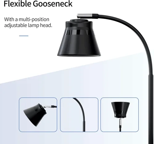 Vista 7 de AXX TU08 - Lámpara de escritorio LED pequeña con puerto de carga USB, 650 lúmenes, 3 modos de color, atenuación de 5 toques, temporizador de 30/60