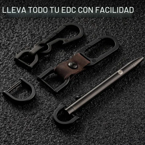 Vista 5 de KeyUnity KA17 Titanium D Ring Key Shackle, U Shape Key Ring Horseshoe Clasp for Car Fob, DIY Leather Key Organizer Keychain Negro