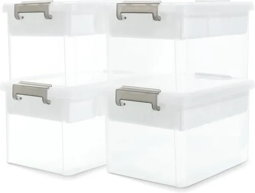 Vista 9 de Citylife Contenedores de almacenamiento de plástico de 17 cuartos de galón, caja de almacenamiento transparente con bandeja extraíble, caja