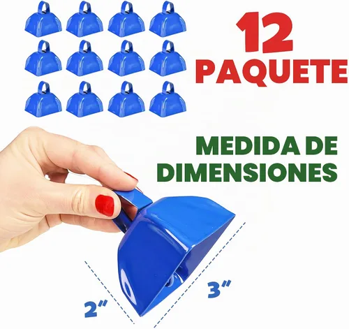 Vista 8 de Cencerros de metal azul de 3 pulgadas (paquete de 12)